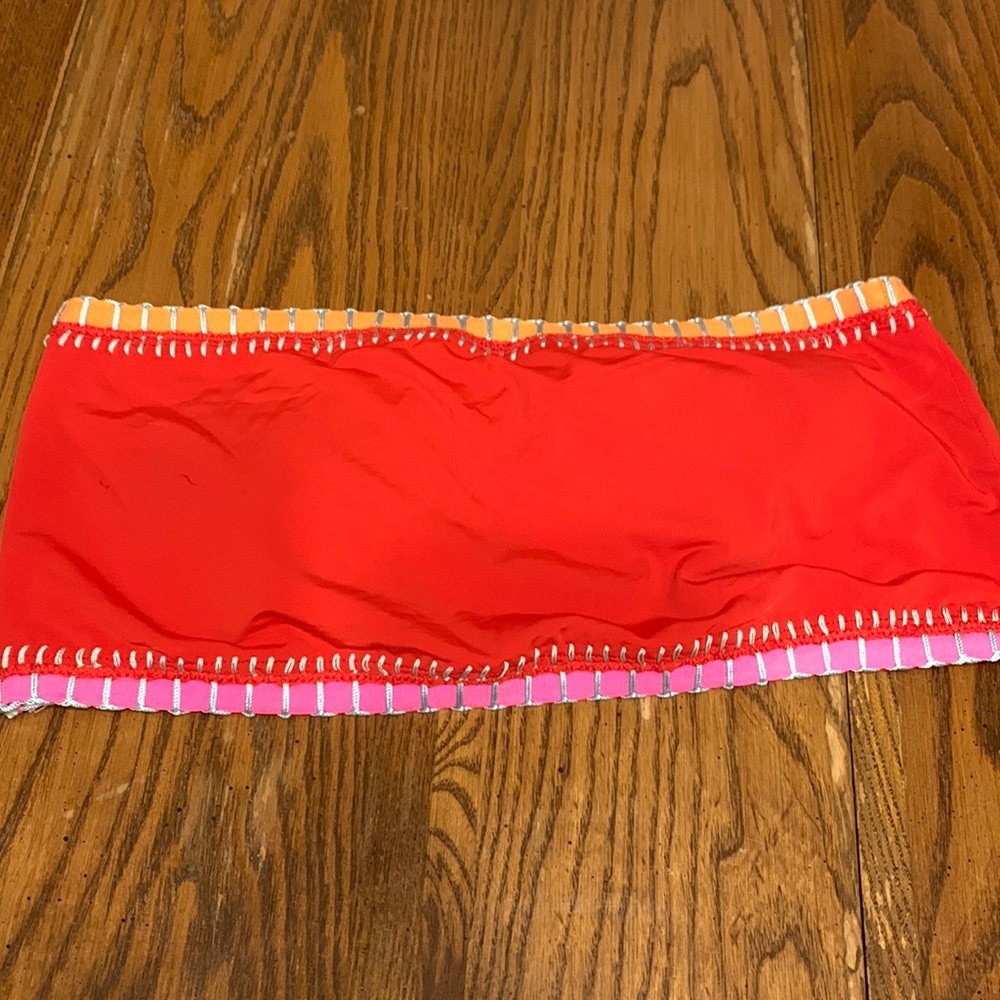 NWOT PILYQ‎ Platinum Crochet Trim Bikini Top Red